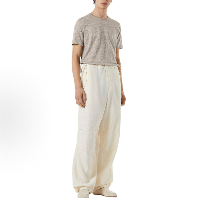 loro piana herringbone linen cotton blend crew neck short sleeve t-shirt